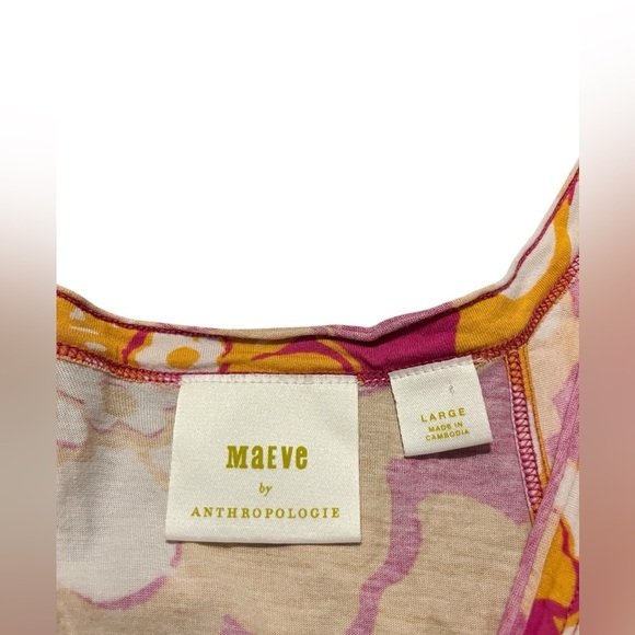 Maeve Anthropologie Catie Ruffle-Sleeved Tee Blouse Top Floral Top Sz L - Picture 4 of 7
